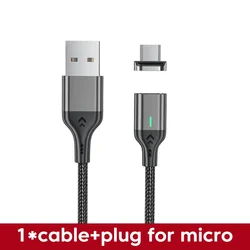 AUFU Universal Magnetic Charging Cable - USB Type C Charger - 1m(3.3ft) (Micro Black Cable)