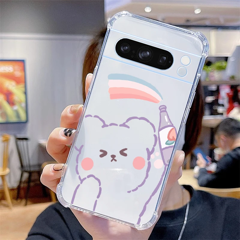 Pixel Series Happy Animal Transparent Phone Case Cover
