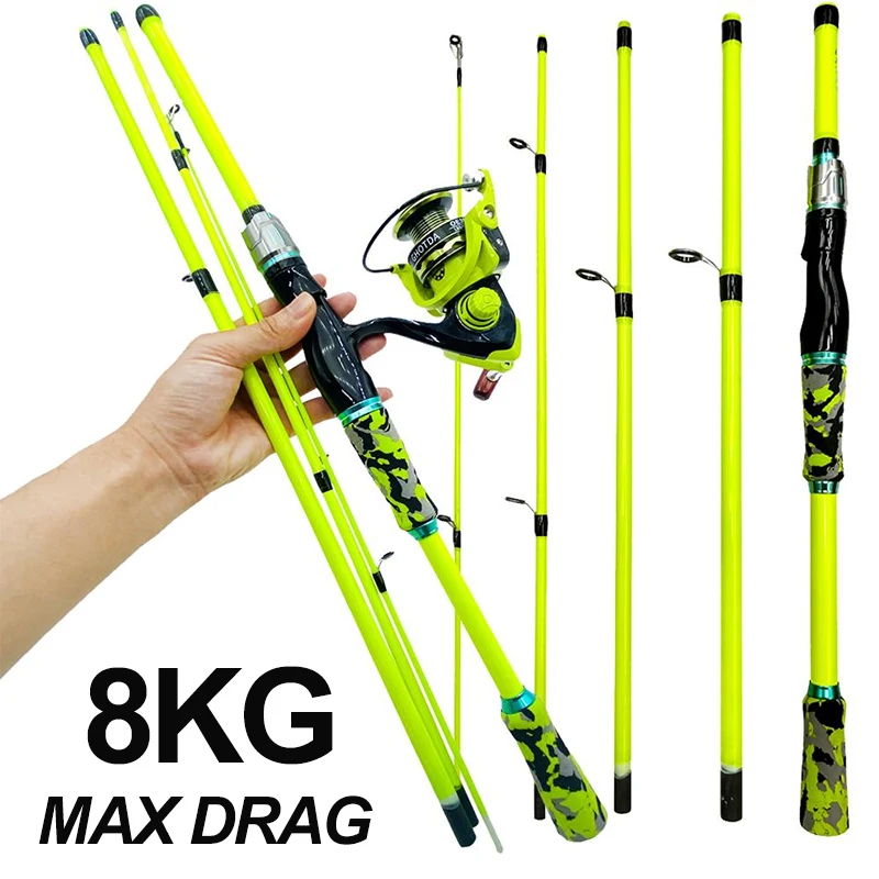 مجموعة صنارة صيد السمك/الصب من GHOTDA مكونة من 4/5 أقسام من الكربون الصلب للغاية ونسبة تروس 5.2:1 عجلة تغذية سمك الشبوط Pesca