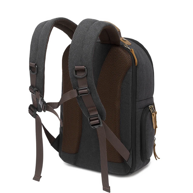 Lona e Couro Ombro Pequeno Fotografia Bolsa Mochila Câmera Profissional Multi-função Dslr Drone Laptop - Image 2