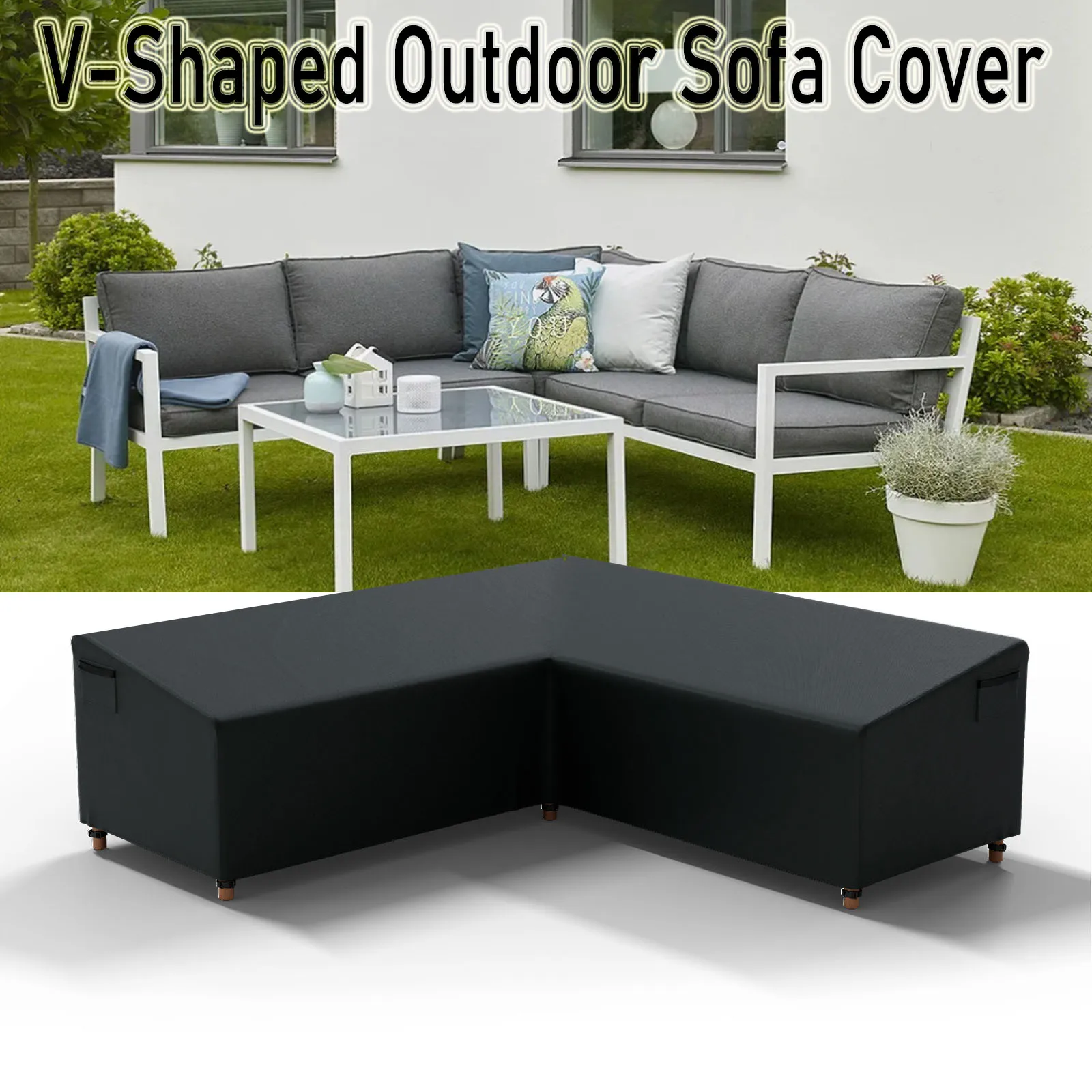 V-Shaped Heavy Duty Outdoor Sectional Sofa Cover Lawn Patio - Main Image