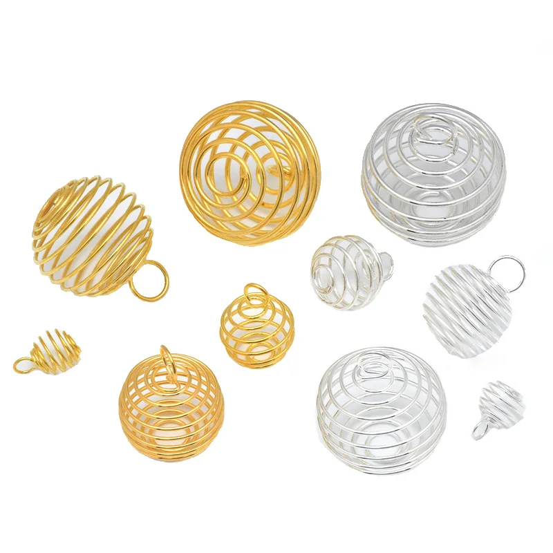 Silver Plated Spiral Bead Cages Pendants for Jewelry Making – Various Sizes and Quantities Available