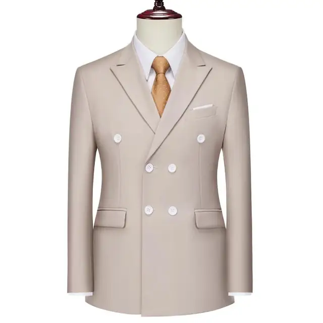 Men's Double-breasted Business Suit Jackets Men's High Quality Fashion Slim Solid Color Tuxedo Man Casual luxury Blazers 6XL-M - Image 6
