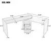 L Shaped Desk with Storage Shelves, 360° Wood Rotating Desk with 2 Drawers and Open Storage, Executive Office Desk 2