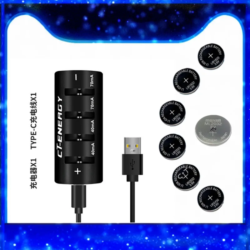 High capacity smart button battery charger compatible with various specifications batteries mini