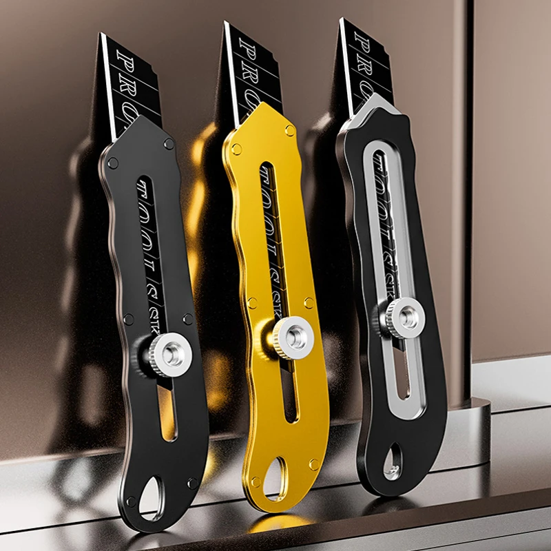 1pcs Metal Utility Knife 10pcs 18mm Blades Pocket Knife Cutting Paper Demolition Express Multifunctional Art HY-180 utility knife