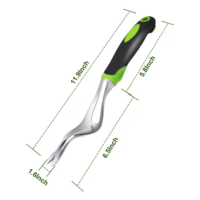Dandelion Weeder Puller Tool with Soft Handle, Polished Stainless Steel Garden Weed Remover Tool, Two-Pronged Fork Weeder Tool f 4