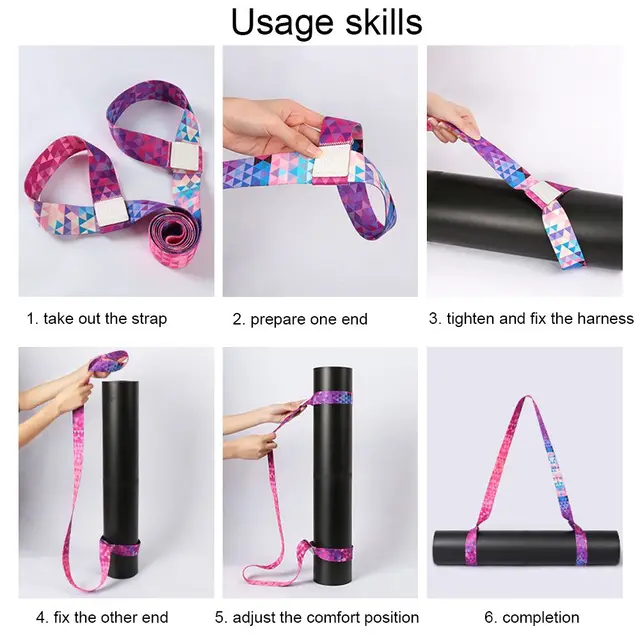 Nylon Colorful Straps Yoga Mat Strap Belt Adjustable Sports Sling Shoulder Carry Strap Belt Exercise Stretch Elastic Yoga Belt 6