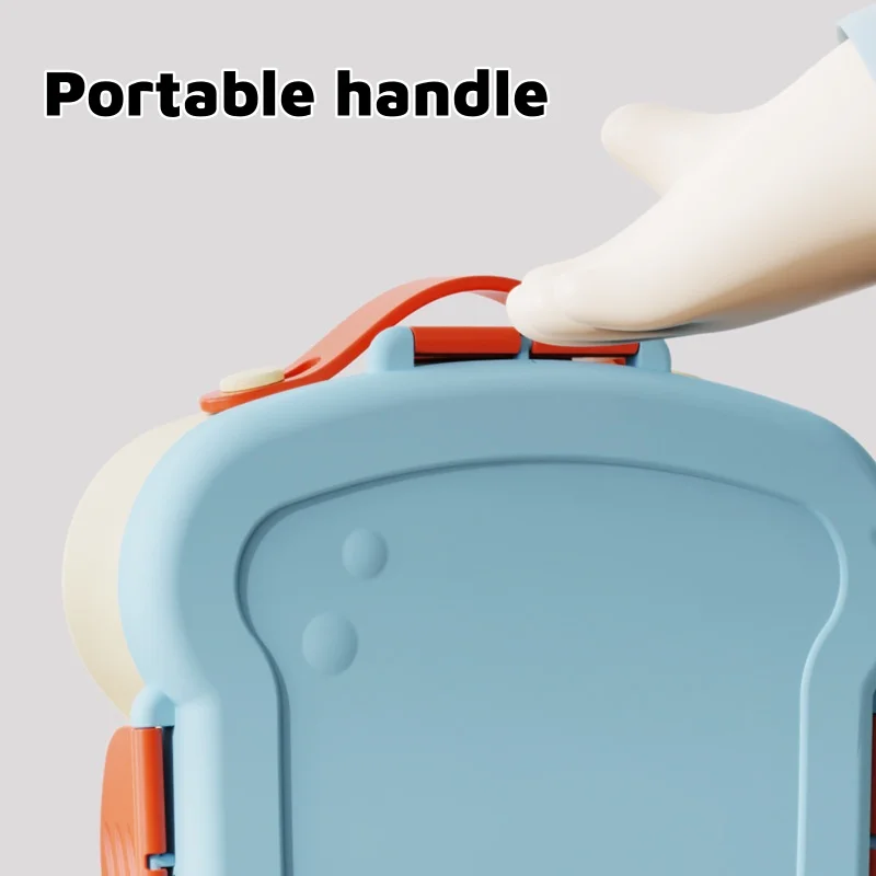 Bento Lunch Box Set Leak Proof Snack Box with Spice Cup & Utensils BPA Free Portable Handle Meal Container for School Travel BBQ - 3