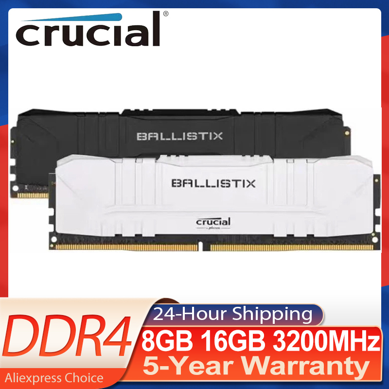 Crucial Ram Desktop DDR4 8GB 16GB 3200MHz 32GB(2x16GB) Ballistix Platinum Game XMP 2.0 Support DDR4 3200MHz For Desktop Memory