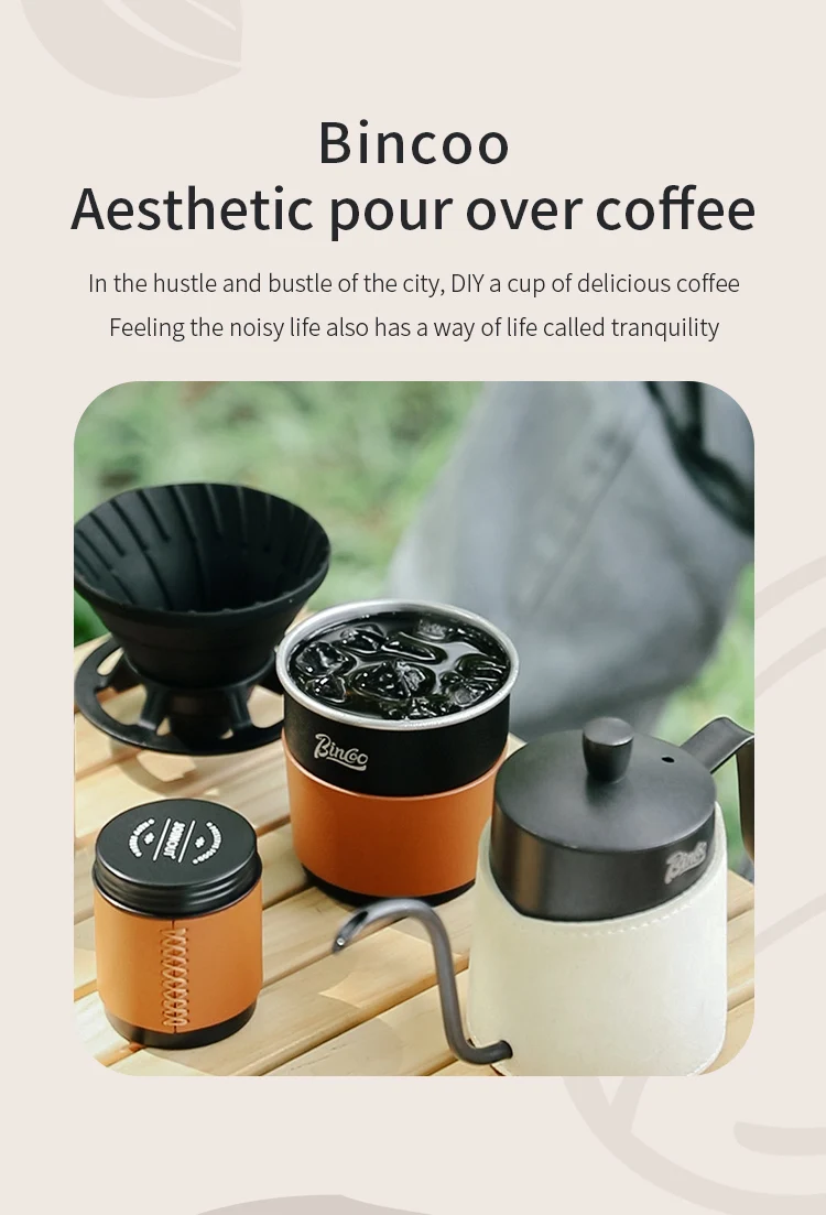 S0b45a7938ba149e19cf51e3dff74c940y BINCOO Coffee Equipment Portable Hand Brewed Coffee Set Coffee Manual Grinder Complete Set for Outdoor Camping Travel