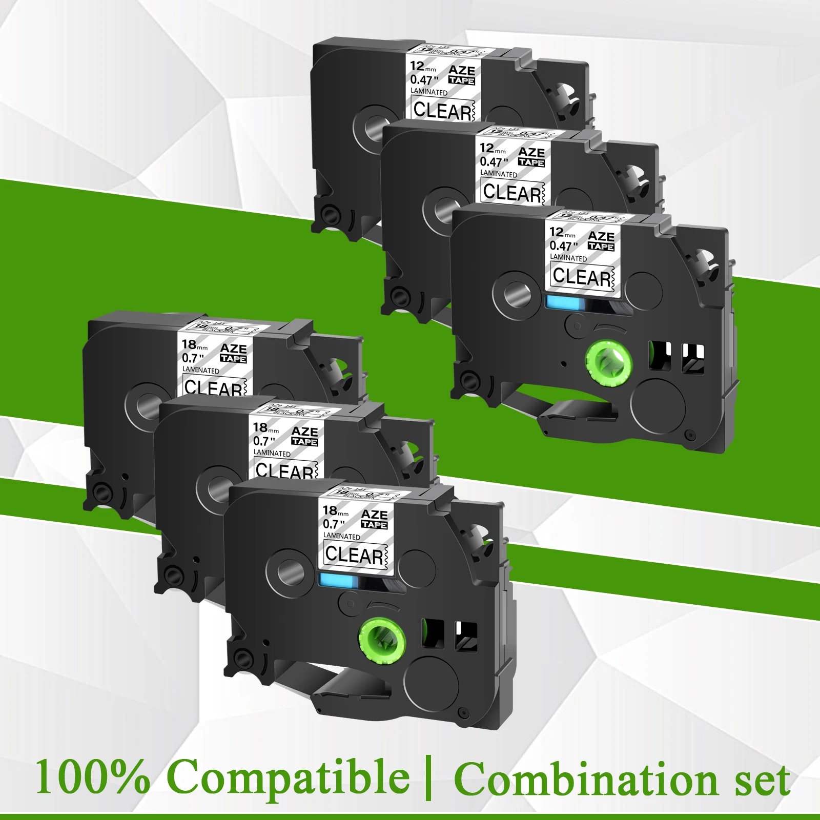 

6PK Compatible for Brother TZE-131 TZ 141 121 151 Black on Clear 12+18mm Label Tapes for P-touch H100 E500 350 Label Printers