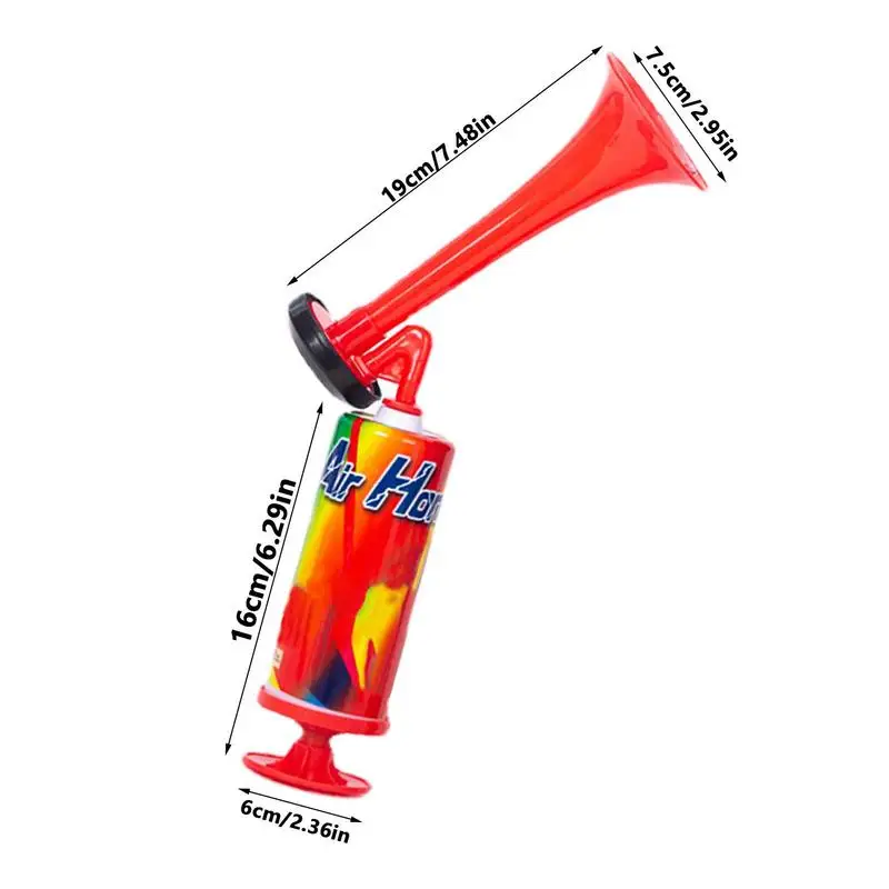 Super Horn Hand Pump Air Horn, bola de futebol Cheerleading, fãs de esportes, trompete de plástico com bomba de gasolina
