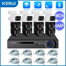 KERUI 2K 4MP 6MP HD POE Surveillance 8CH Camera System Dual Lens PTZ WIFI IP Home Security 8CH POE NVR Video H.265 CCTV Kit