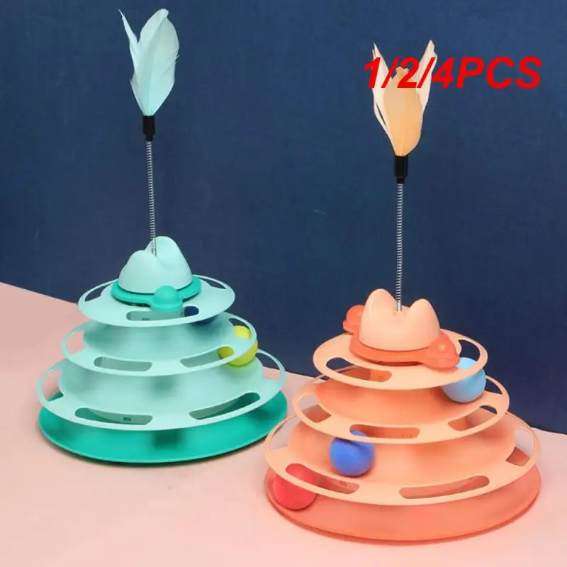 

1/2/4 шт. многослойная игрушечная башня для кошек, забавные интерактивные игрушки для кошек, котят, задняя тарелка, башня с шариком и перьями, кошка