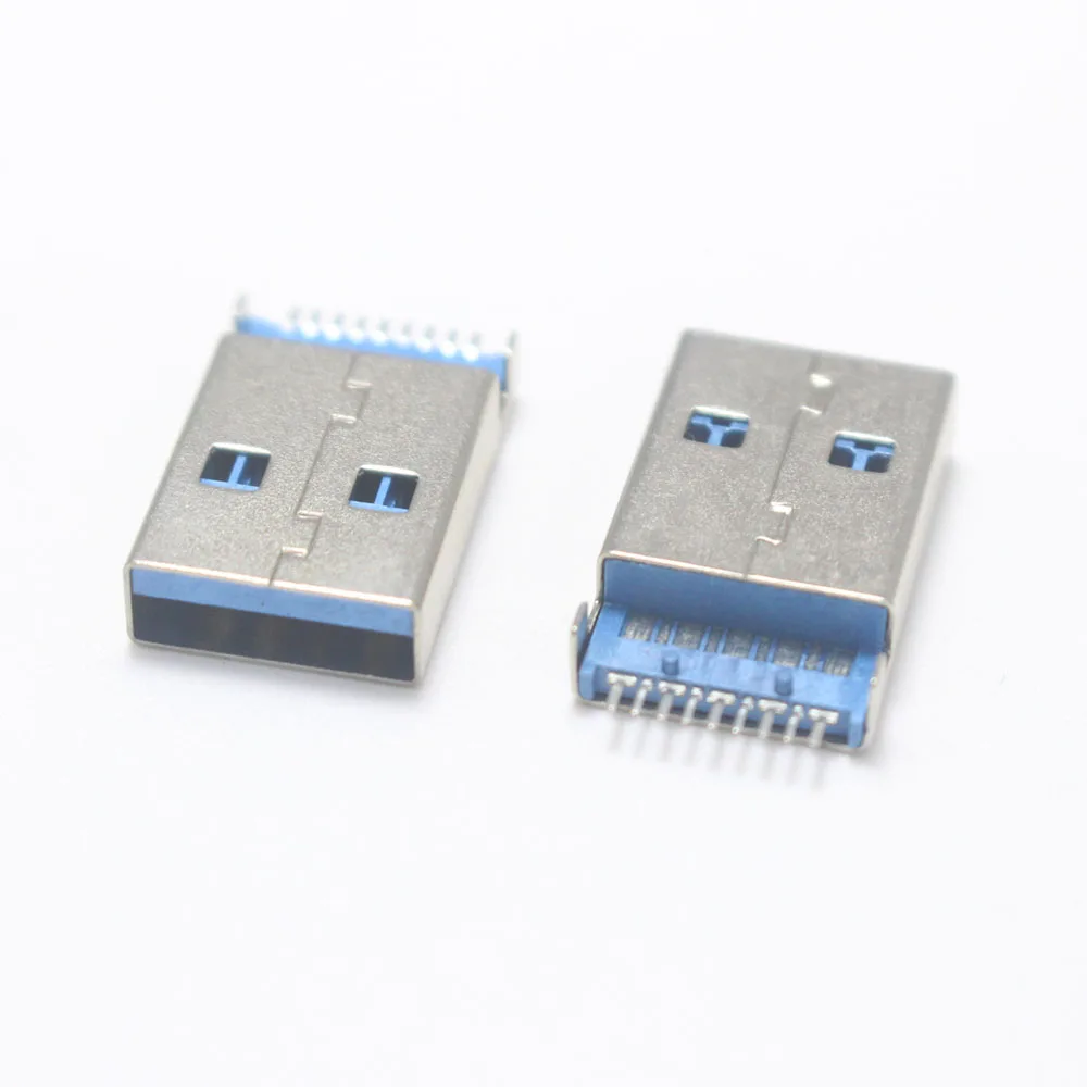 10pcs USB3.0 9P AM USB A 수 플러그 USB Type-A 인터페이스 SMD 용접 파란색 커넥터