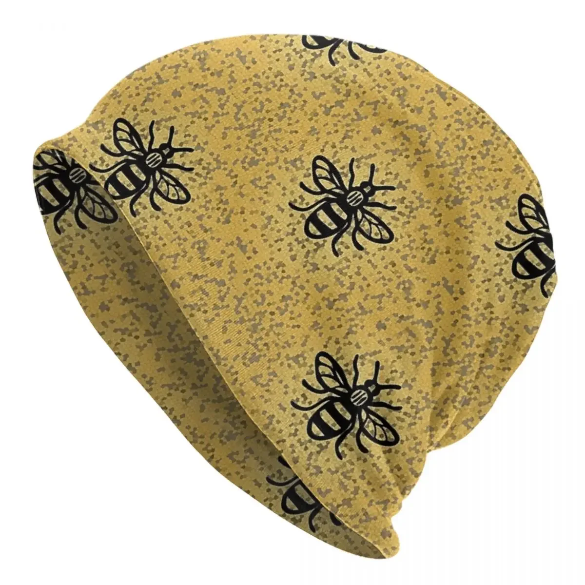 

Bee Print Warm Knitted Cap Hip Hop Bonnet Hat Autumn Winter Outdoor Beanies Hats for Unisex Adult