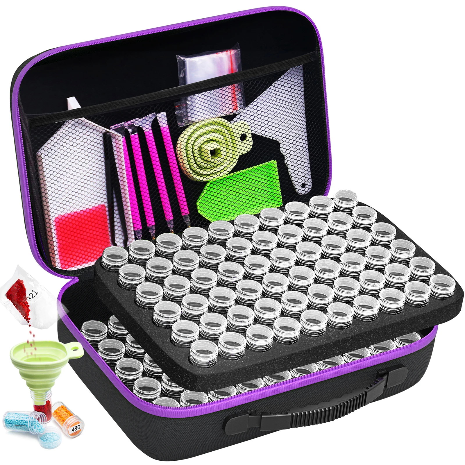 Diamond Painting Storage Box Container 120/60/30/15/7 Slots with Accessories Tools Kits for Beads Diamonds Rhinestones Storage 