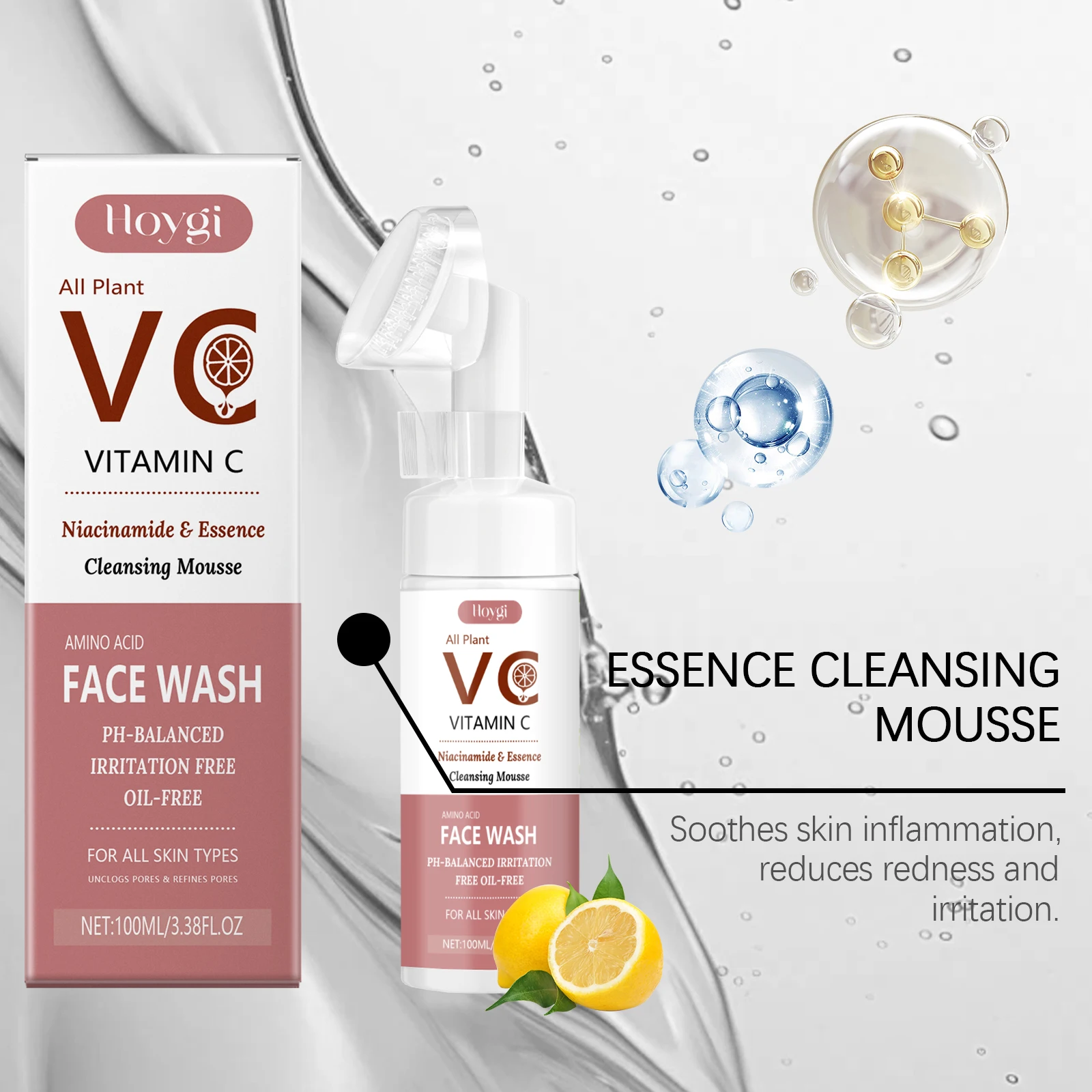 Vitamin C Facial Cleanser Deep Cleansing Moisturizing Blackhead Removal Brightening Skincare Face Wash Foam Facial Cleanser 5