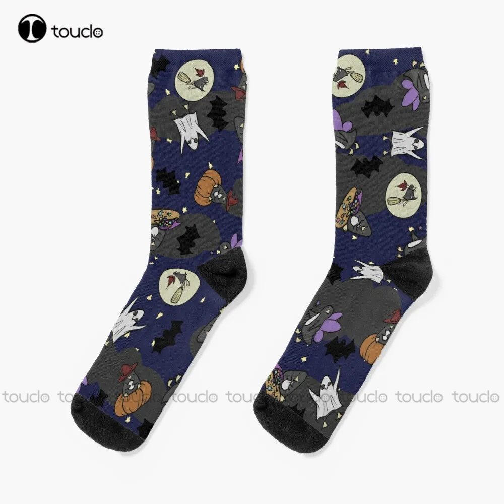

Spooky Penguin Chaos! Socks Halloween Men'S Socks Fashion Creative Leisure Funny Art Abstract Oil Painting Socks Unisex Adult