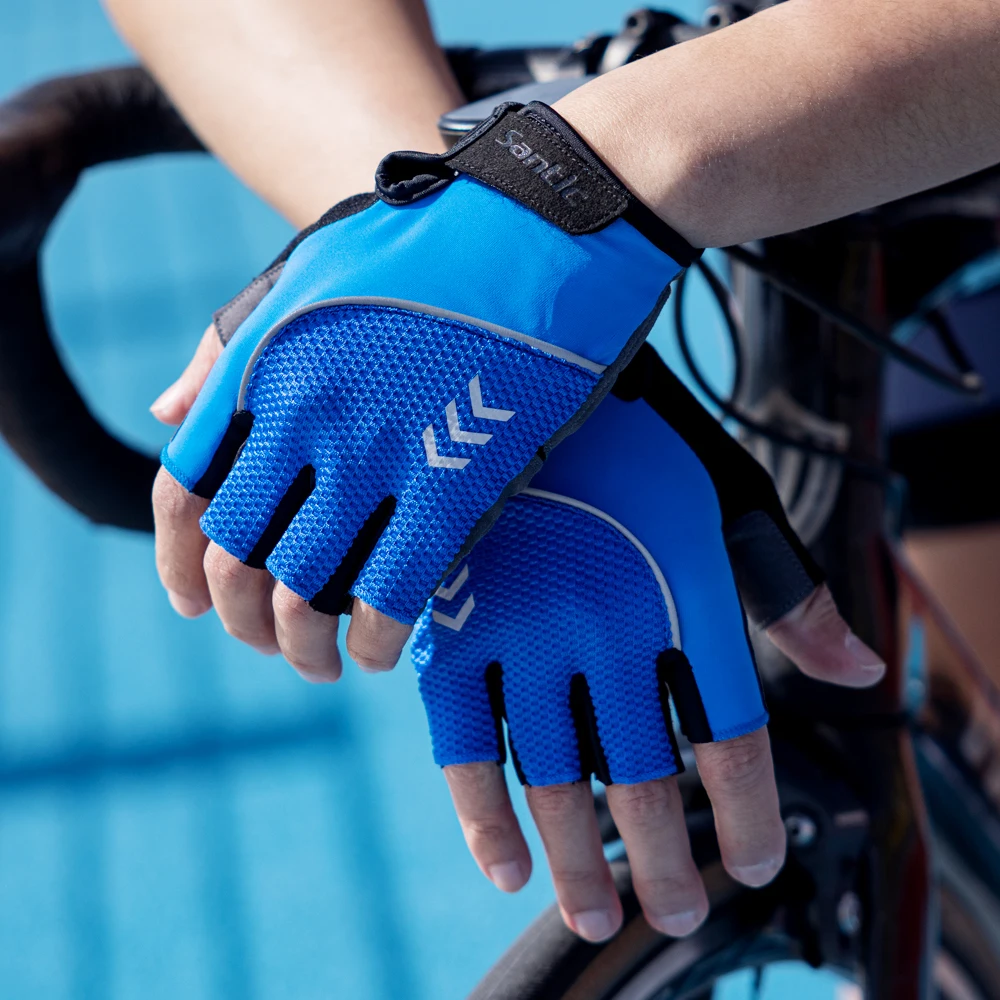 

Santic Cycling Gloves Half Finger Breathable Mesh Road Bike Anti-friction Gloves Shockproof Pads Bicycle Sport Mittens Unisex