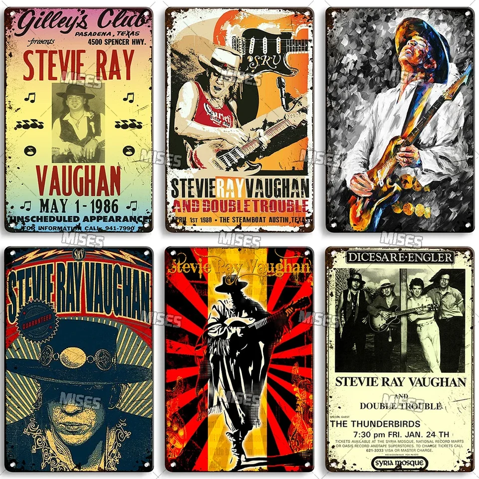 MISES SRV Poster Stevie Ray Vaughan Metal Tin Sign Blues Metal