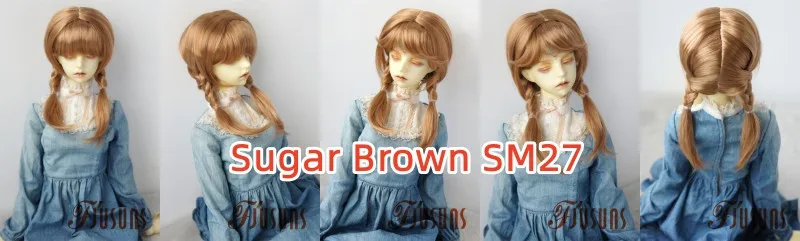 Fjusuns JD676 MSD SD DOD Hair 7-8inch 8-9inch 1/4 1/3 Double Ponytail Braid Synthetic Mohair Doll Wig Fashion Doll Accessories
