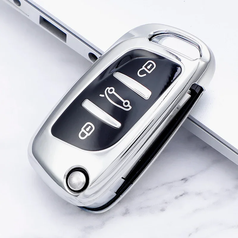 Soft TPU 3-Button Car Key Full Cover - Premium Auto Key Shell Accessories