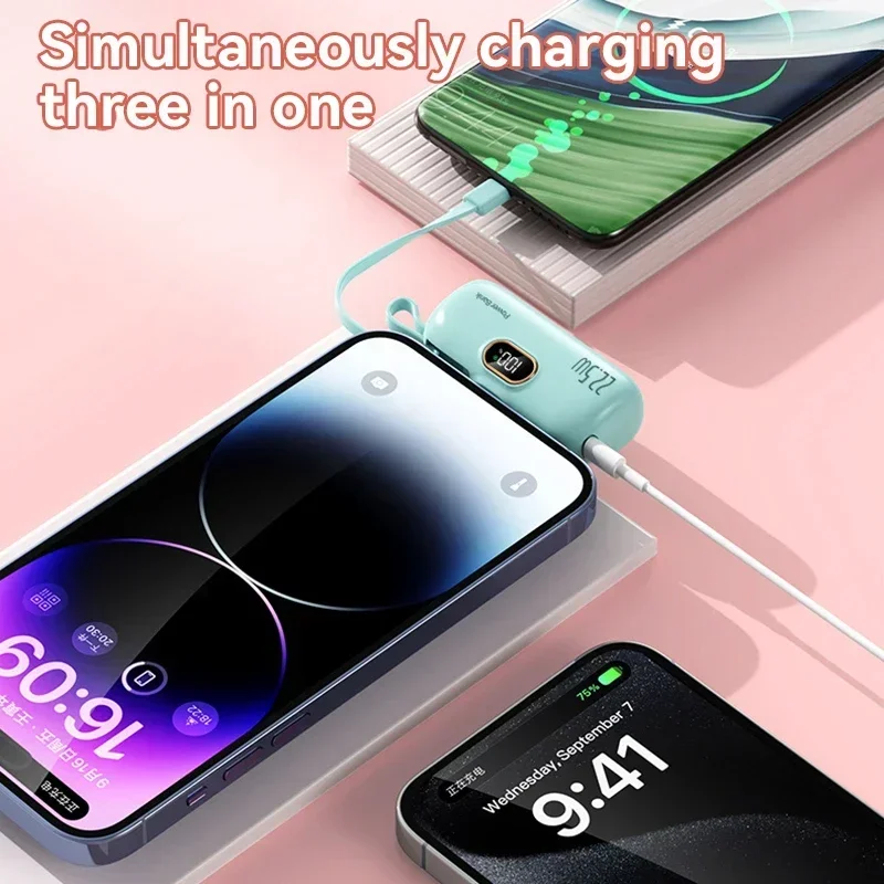 New Mini Power Bank 10000mAh Fast Charging PowerBank Portable Charger for IPhone 16 15 14 Samsung  Xiaomi External Spare Battery 4