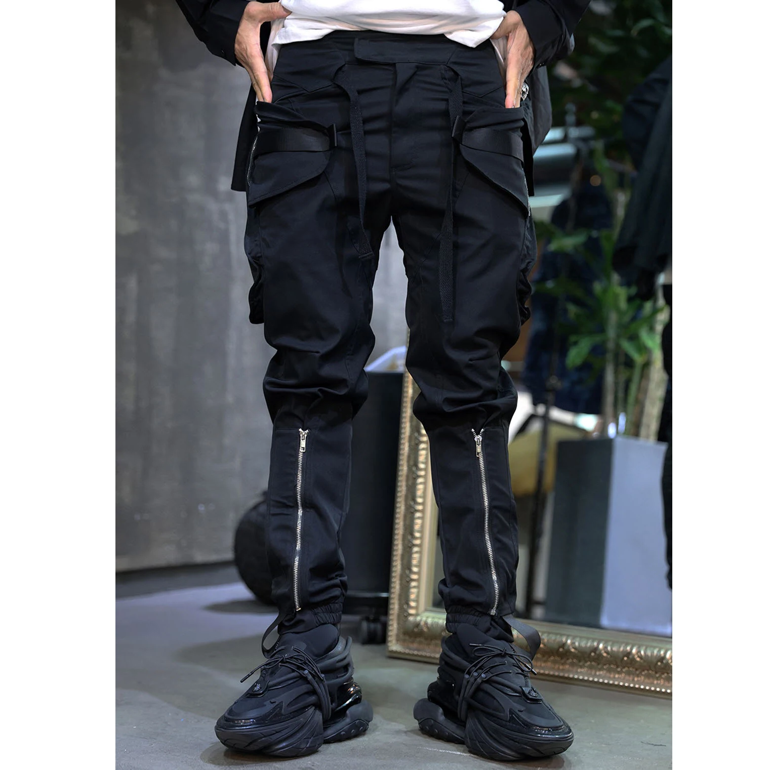 

2023 Men Women's Clothing Yamamoto Style Lace-up Three-dimensional Pocket Overalls Harem Pants Lovers Plus Size Costumes 27-46