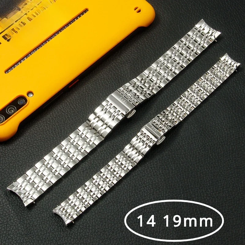 

Watches Accessories 14 19mm for TISSOT 1853 T085210A T085407A t085410A Strap Stainless Steel Bracelet Men WatchBand Safe Buckle