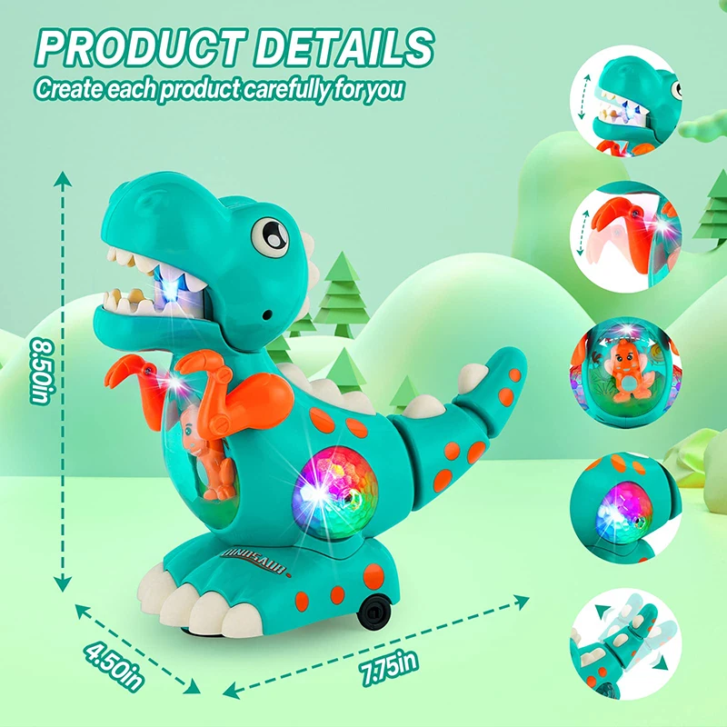 Dinosaur Toys Baby Toys Light Up Musical CrawlingTummy Time Montessori Sensory Interactive Electric Toys For Kids Birthday Gifts 4