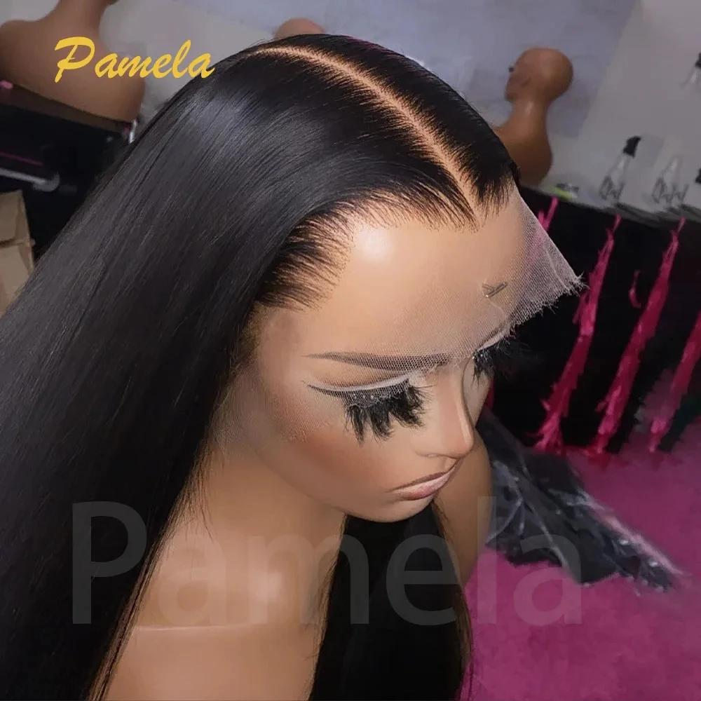 Double Drawn Glueless Wig Pre Plucked Human Hair Ready To Wear 250% Density Bone Straight 13X6 HD Transparent Lace Frontal Wig