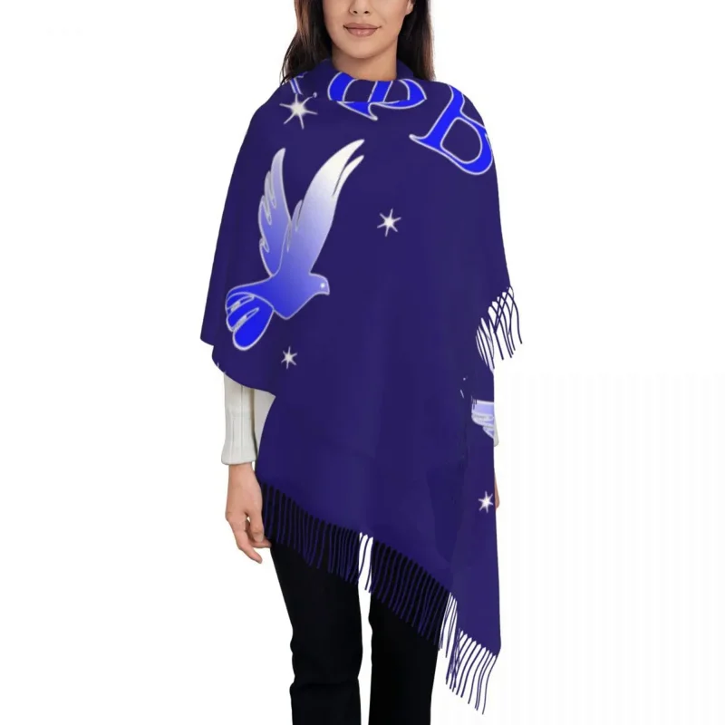 

Lady Large Zeta Phi Beta And 5 Stars Scarves Women Winter Thick Warm Tassel Shawl Wraps Sorority ZOB Scarf