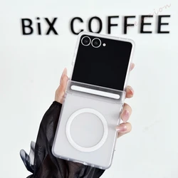 Transparent Magnetic Matte Shockproof Phone Case with Magsafe Compatibility - Samsung Z Flip7 (White WB)