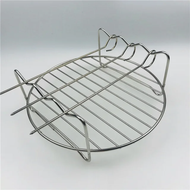 Sütőtálcás Nyársai Levegő Sütő Rozsdamentes Acél Tartó Bbq Állvány Kettős Rétegű Grill Sütőedény Csere Barbecue Konyhai Szerszámok - Image 6