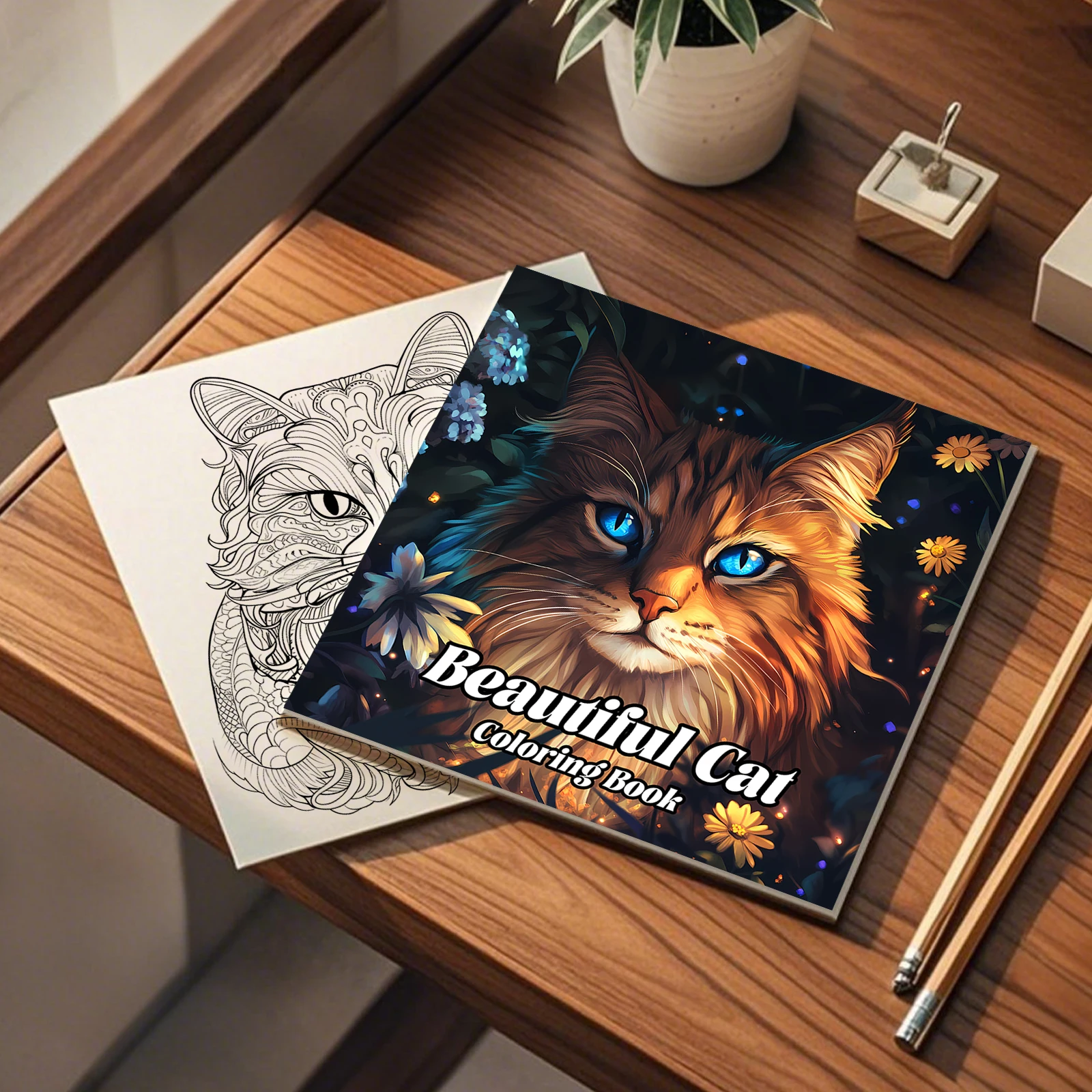 Adult Picture Book 24Pages Beautiful Cat Coloring Book Animal Patterns Gift For Holiday Birthday Party Graffiti Painting Drawing 3