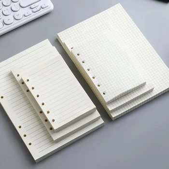 80 fogli A5/A6/A7 Quaderni a 6 anelli Pagine interne Raccoglitori Cartelle di carta a fogli mobili Accessori per cancelleria per ufficio e scuola Linea vuota