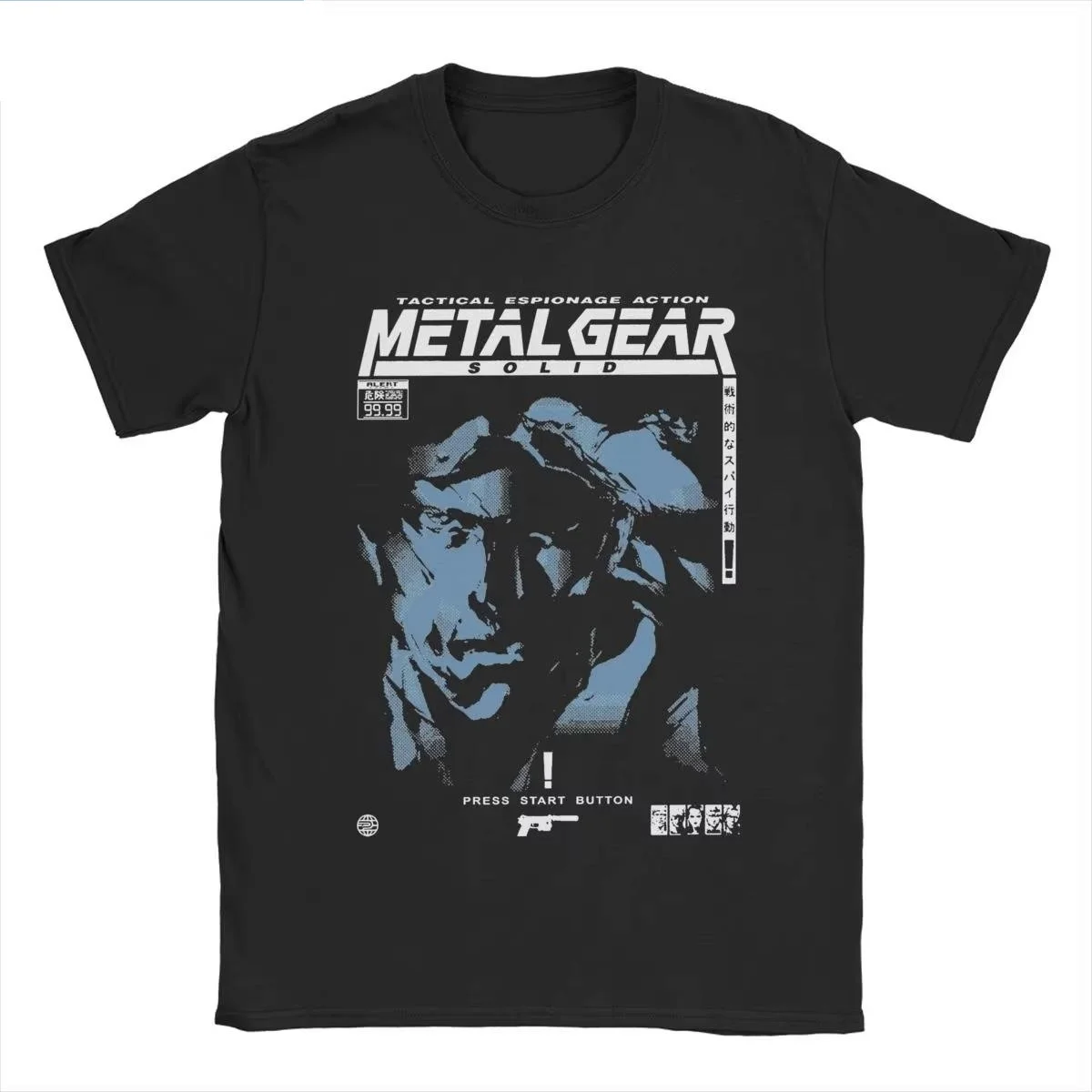 تي شيرت MGS1 Solid Snake Game من Metal Gear مصنوع من القطن، تي شيرت مضحك بأكمام قصيرة، تي شيرت كلاسيكي للرجال والنساء، تي شيرت للآباء والأطفال والبالغين والأطفال 2