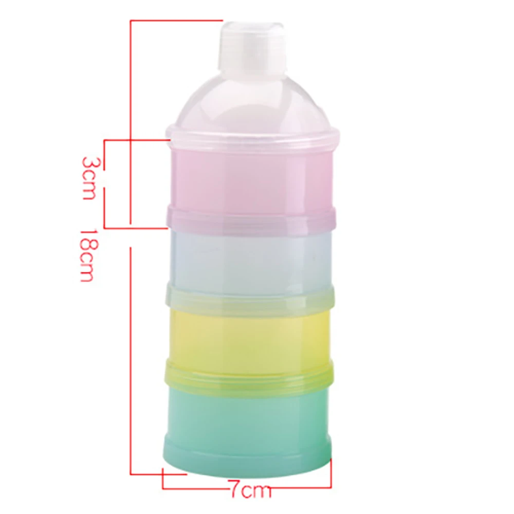 4 Grid portable multi-color milk powder box container for toddlers Baby snacks food storage box Formula dispenser Milk powder