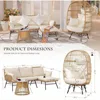 Small L-Shape Wicker Conversation Sectional Sofa with Egg Chair and Ice Bucket, 4 Pcs Boho Outdoor Indoor Patio Furniture Set 4