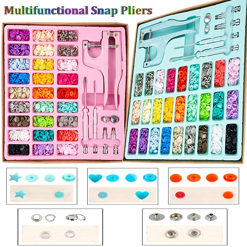 Quality 80/270 Sets T5 Snaps Plastic Buttons With Snaps Pliers Set for Clothes Sewing Bibs Rain Coat Crafting DIY Handmade Tools