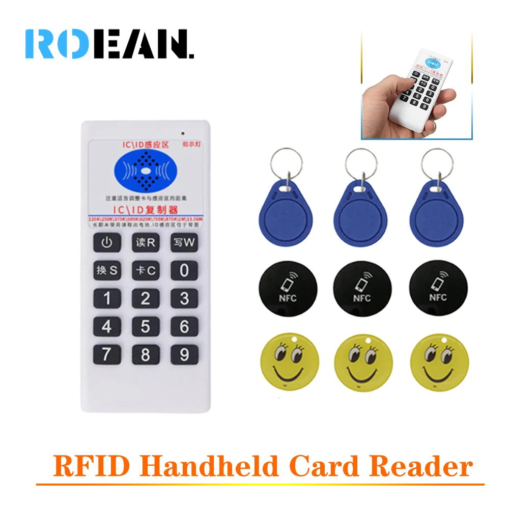 Rfid handheld card reader 125khz t5577 badge clone duplicator 13 56mhz