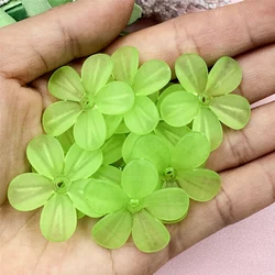 Set of 10 Five - Petal Flower Loose Beads for DIY Jewelry and Hairpin Crafts (Green)