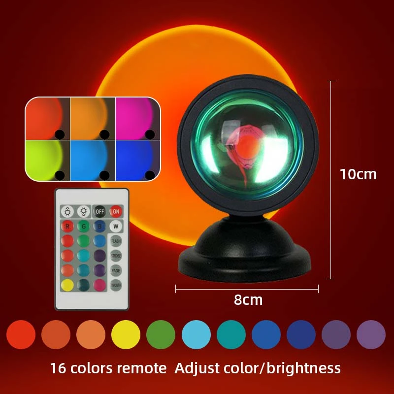 Mini LED Sunset Light Projection Lamp USB LED Night Light RGB Sunset Lamp Rainbow Lights For Room Atmosphere Lighting Decoration moon night light Night Lights