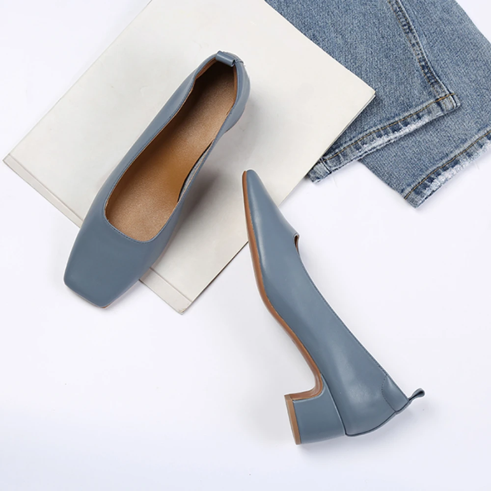 Genuine leather retro shallow mouthed soft sole comfortable single shoe for women