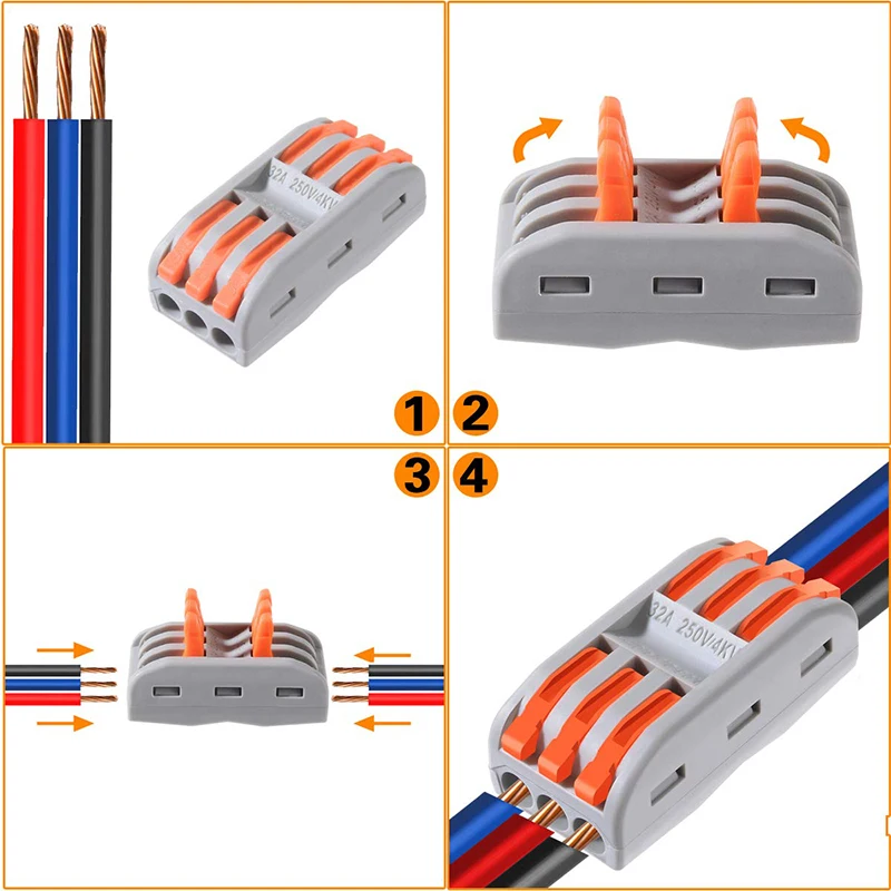 Wire Connectors 55pcs Quick with Storage Box Fast Wiring Push in Lever for Wires
