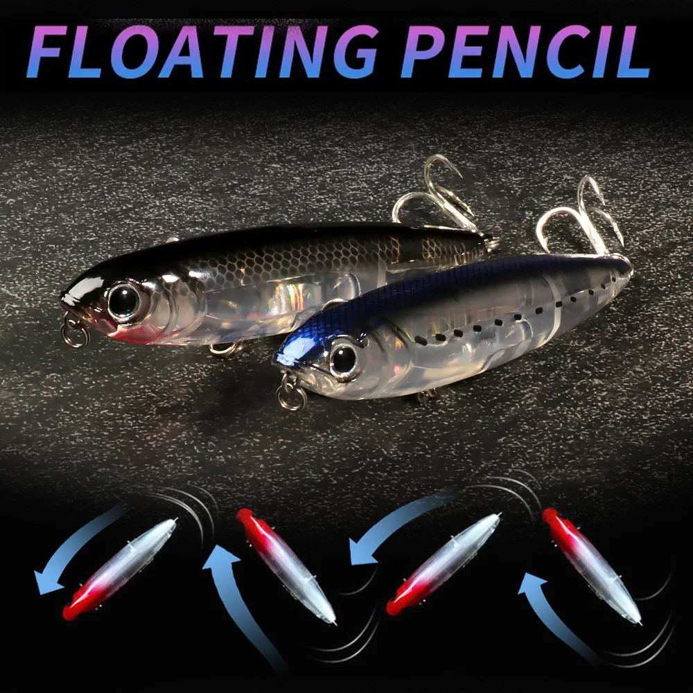 Floating Pencil Bait 17.5g 10cm Topwater Walk The Dog Fishing Lure 3D Swimbait Hook Popper Pesca Wobbler Minnow Rattle Cranbait - 3