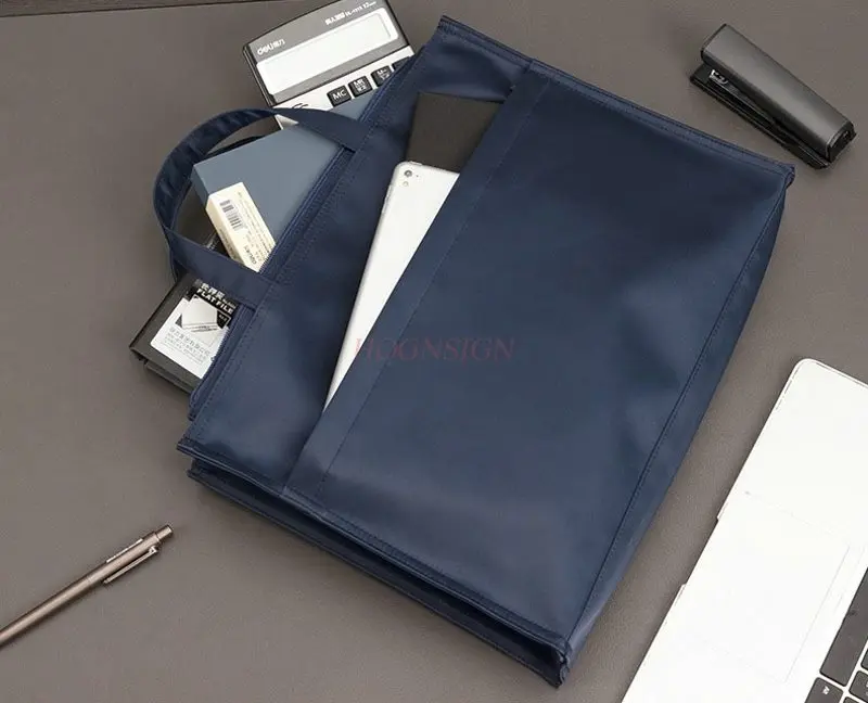 1pcs 서류 가방 캔버스 토트 백 파일 가방 핸들 체인 가방 파일 가방 방수 핸드백 옥스포드 천 문서 가방