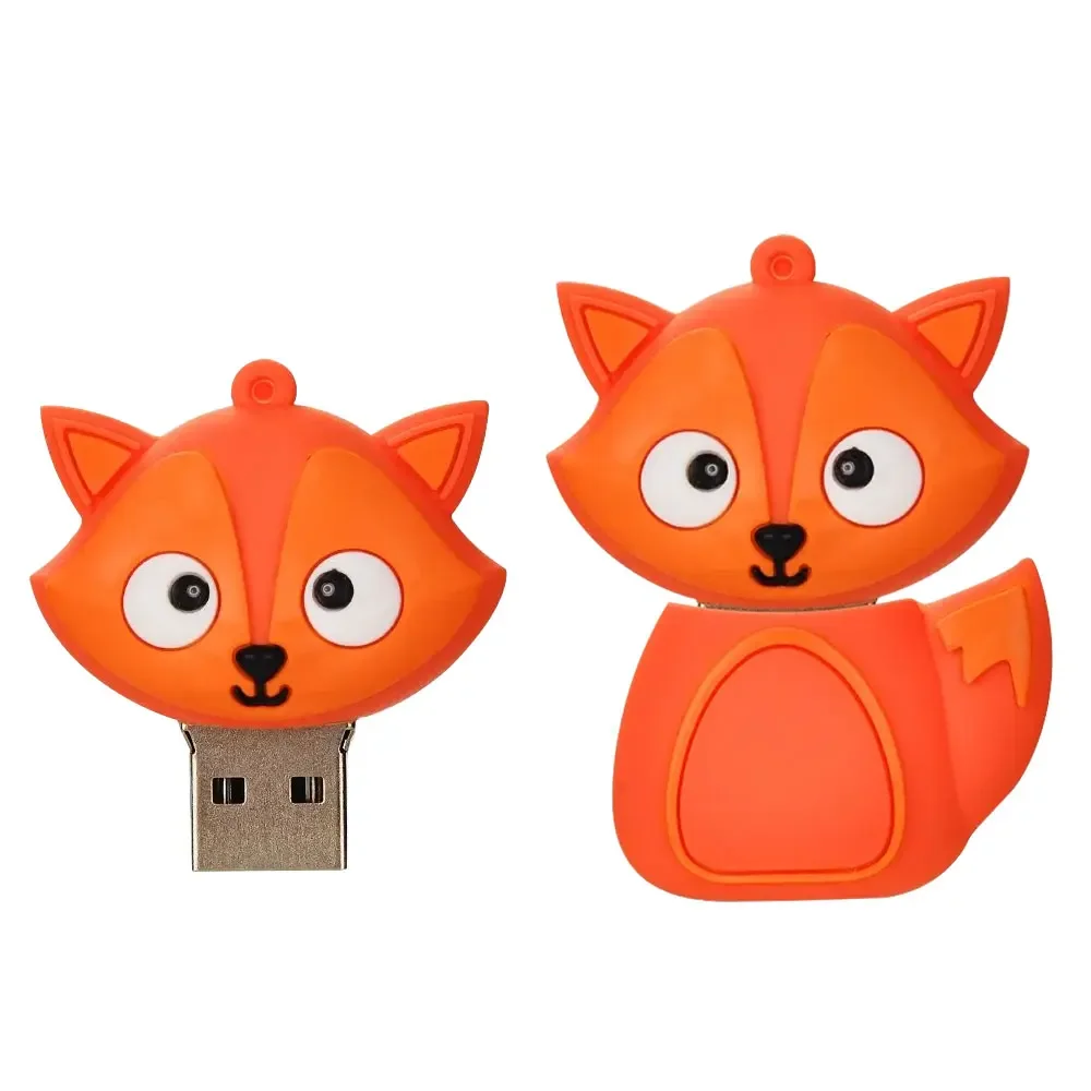 USB Flash Drive Flash Drive 64GB Cute Fox Cartoon Animal Memory Stick